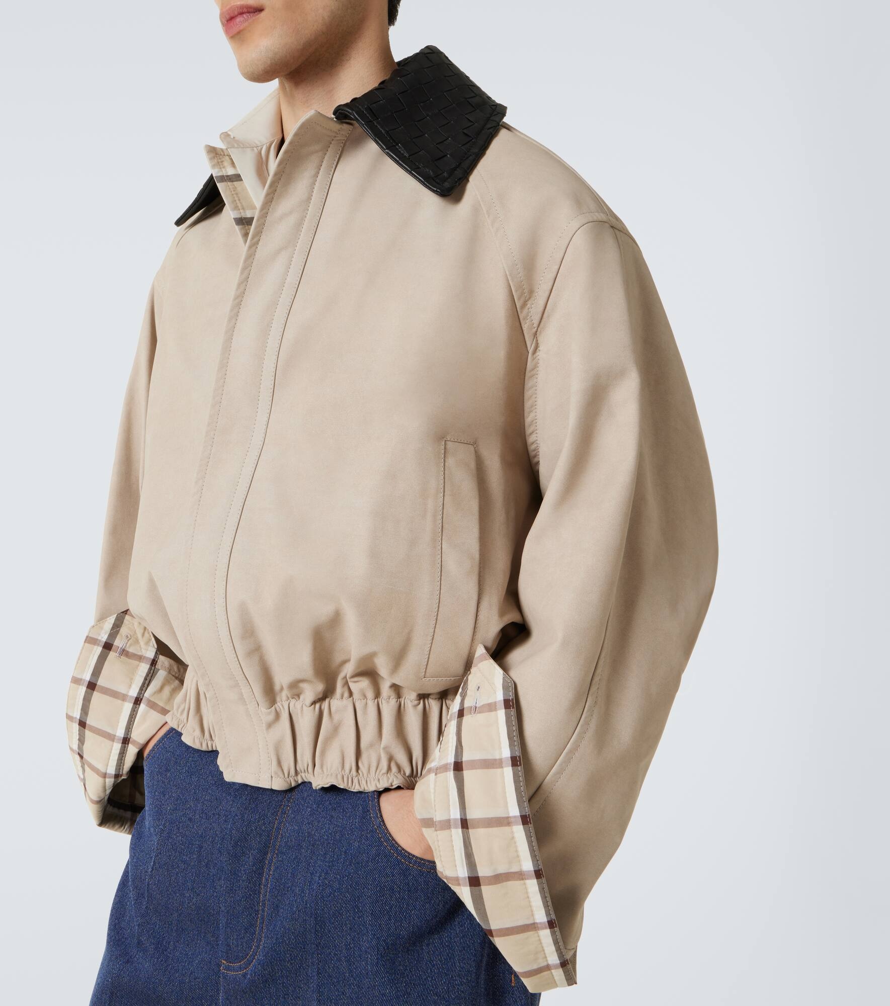 Intrecciato leather twill blouson - 5