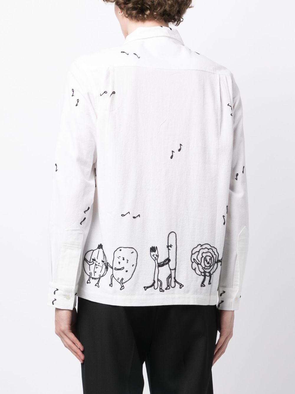 bead-embellished illustration-print shirt - 4