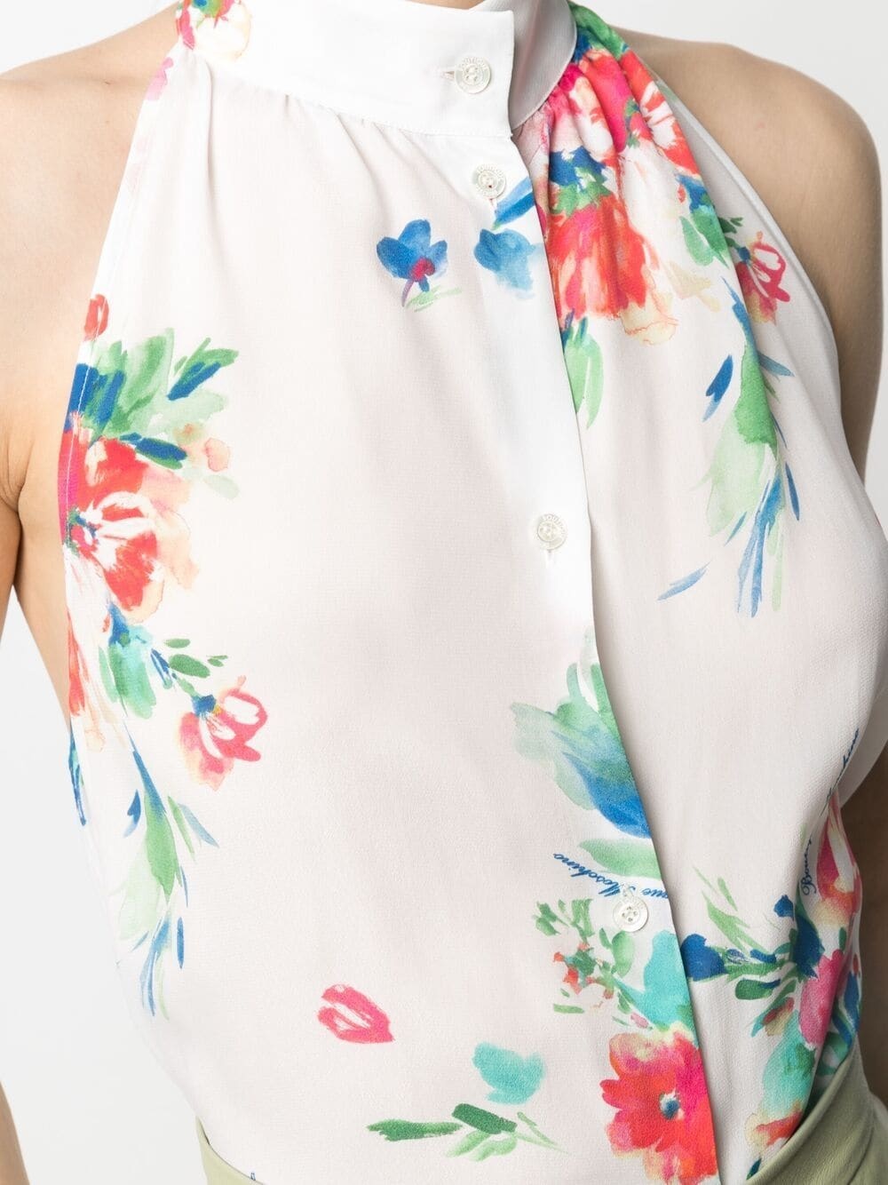 floral-print halterneck blouse - 5