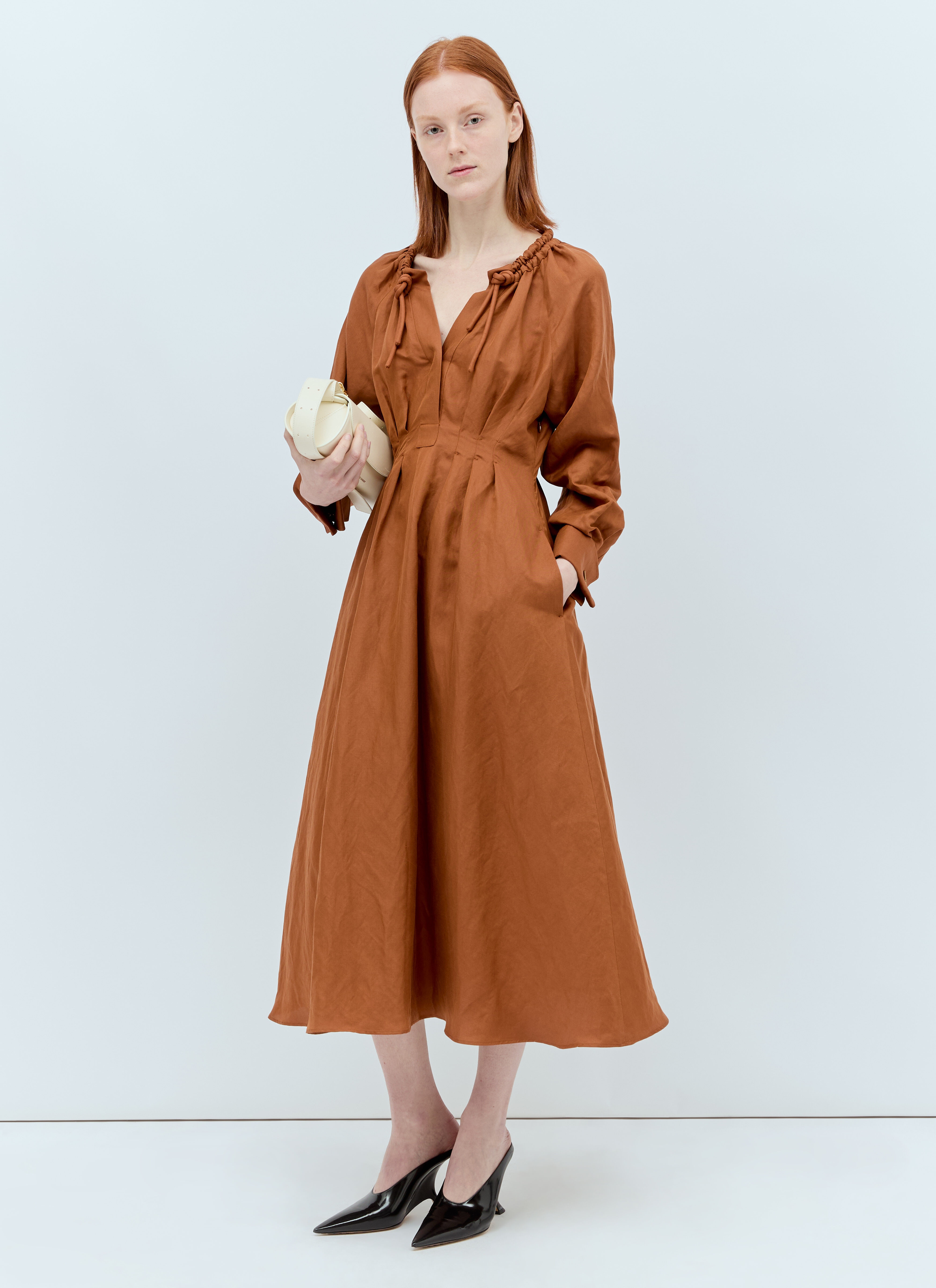Linen And Silk Midi Dress - 1