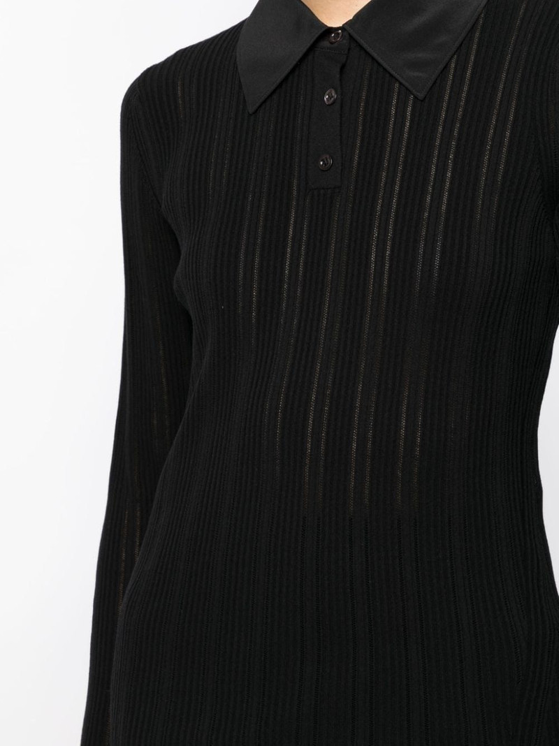 Variegated ribbed-knit polo top 5