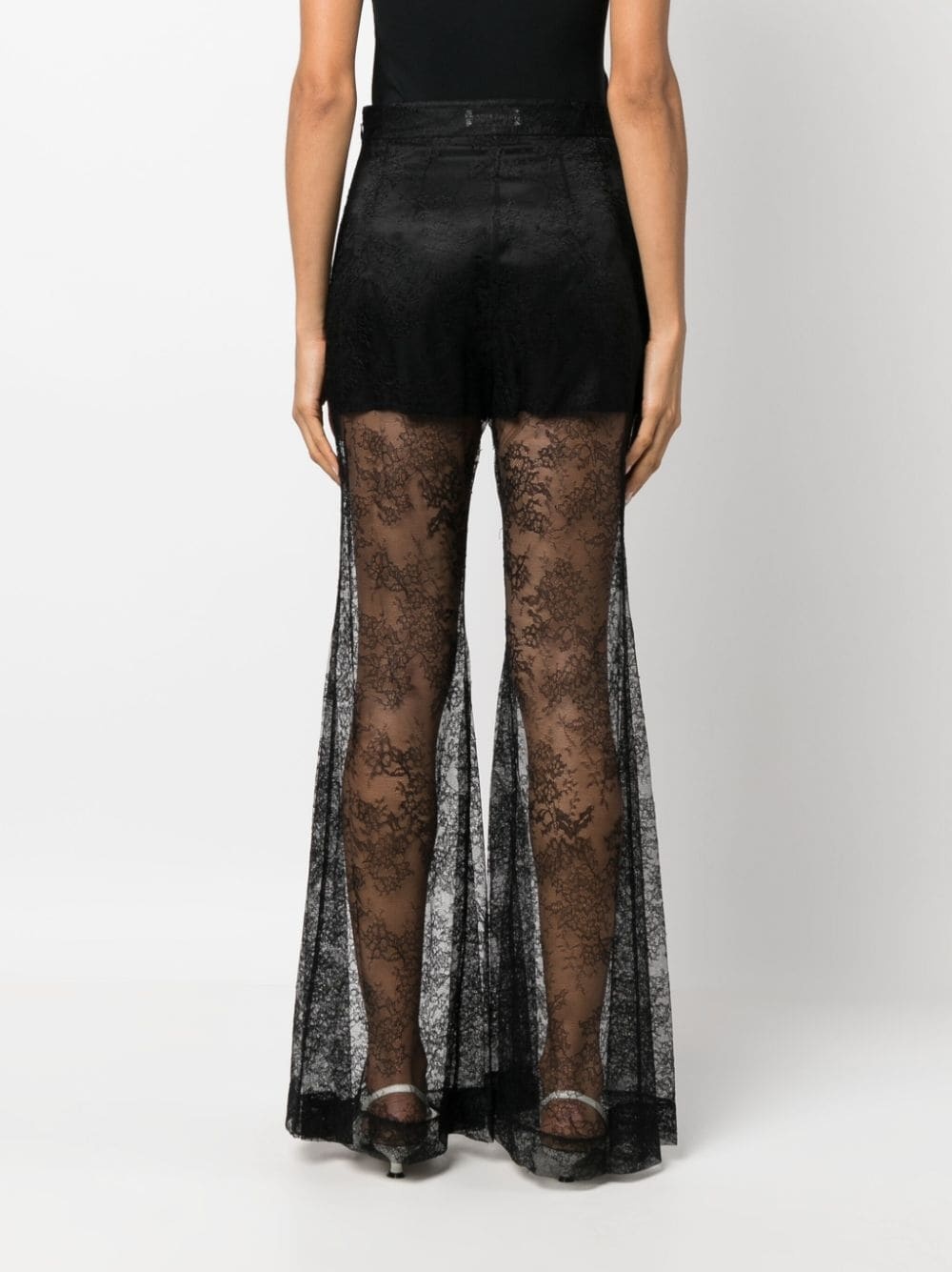 lace sheer wide-leg trousers - 4