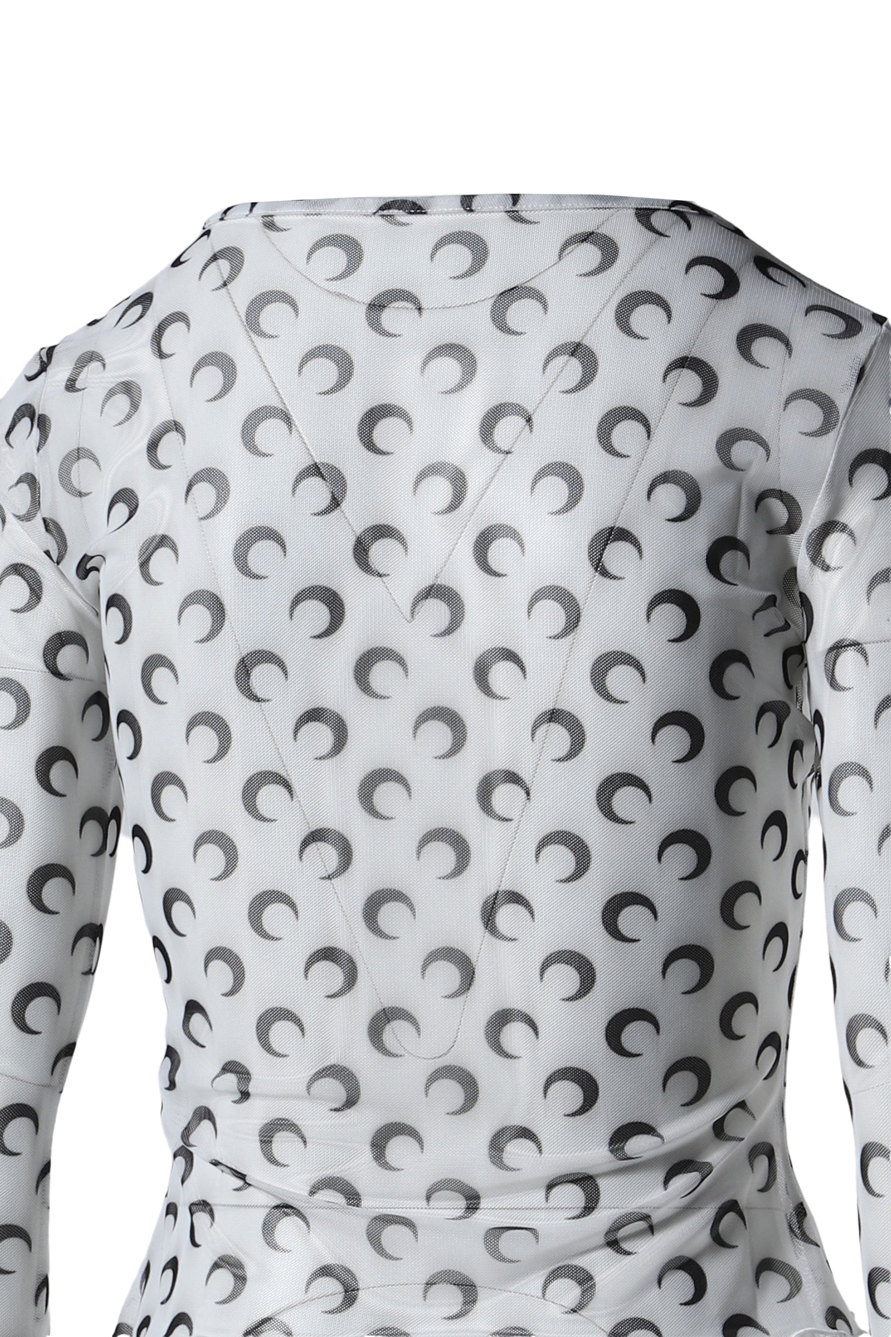 MOON PRINTED MESH SECOND SKIN CROPPED TOP / WHT - 5