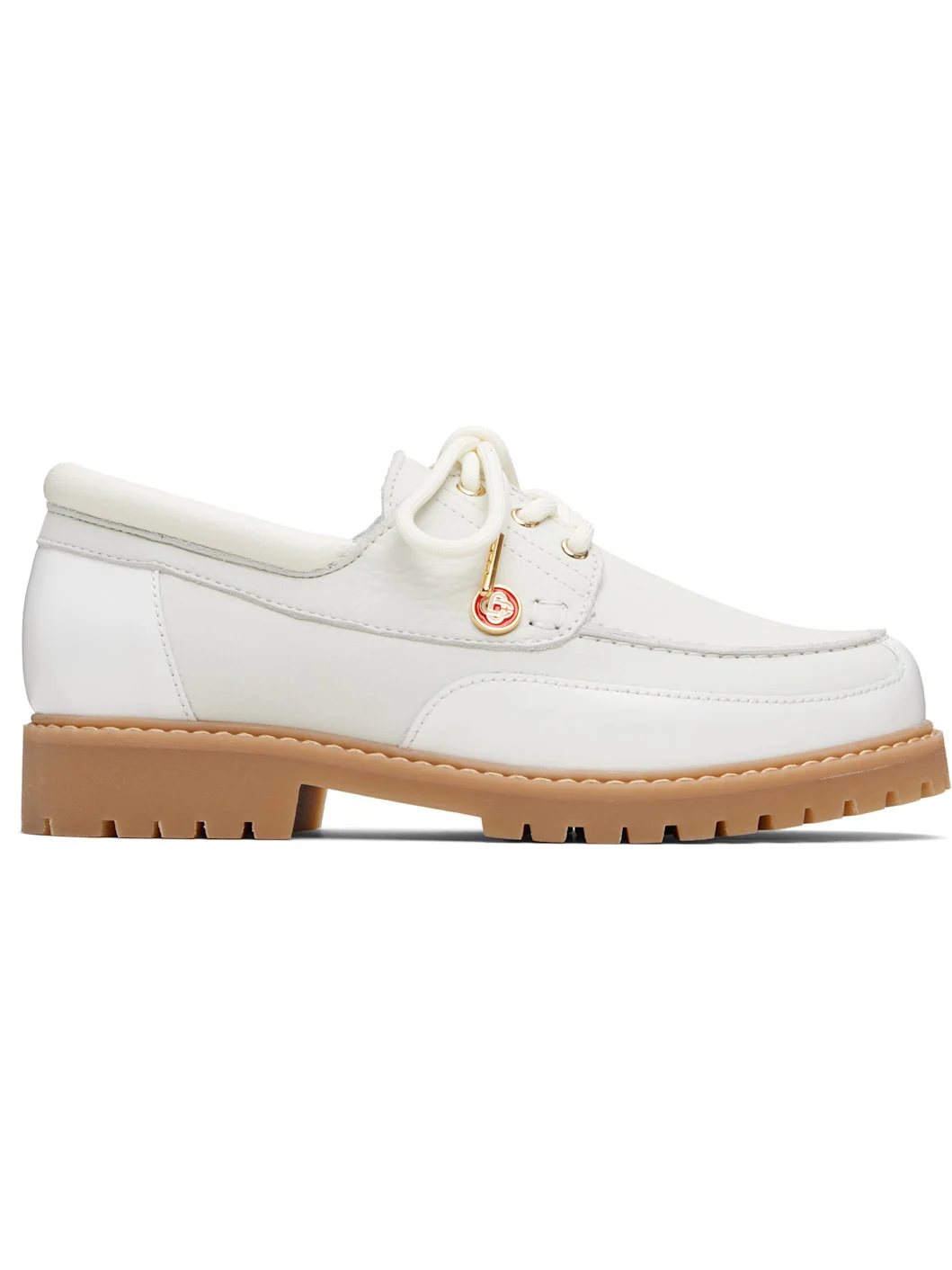 White Leather Boat Shoes - 1