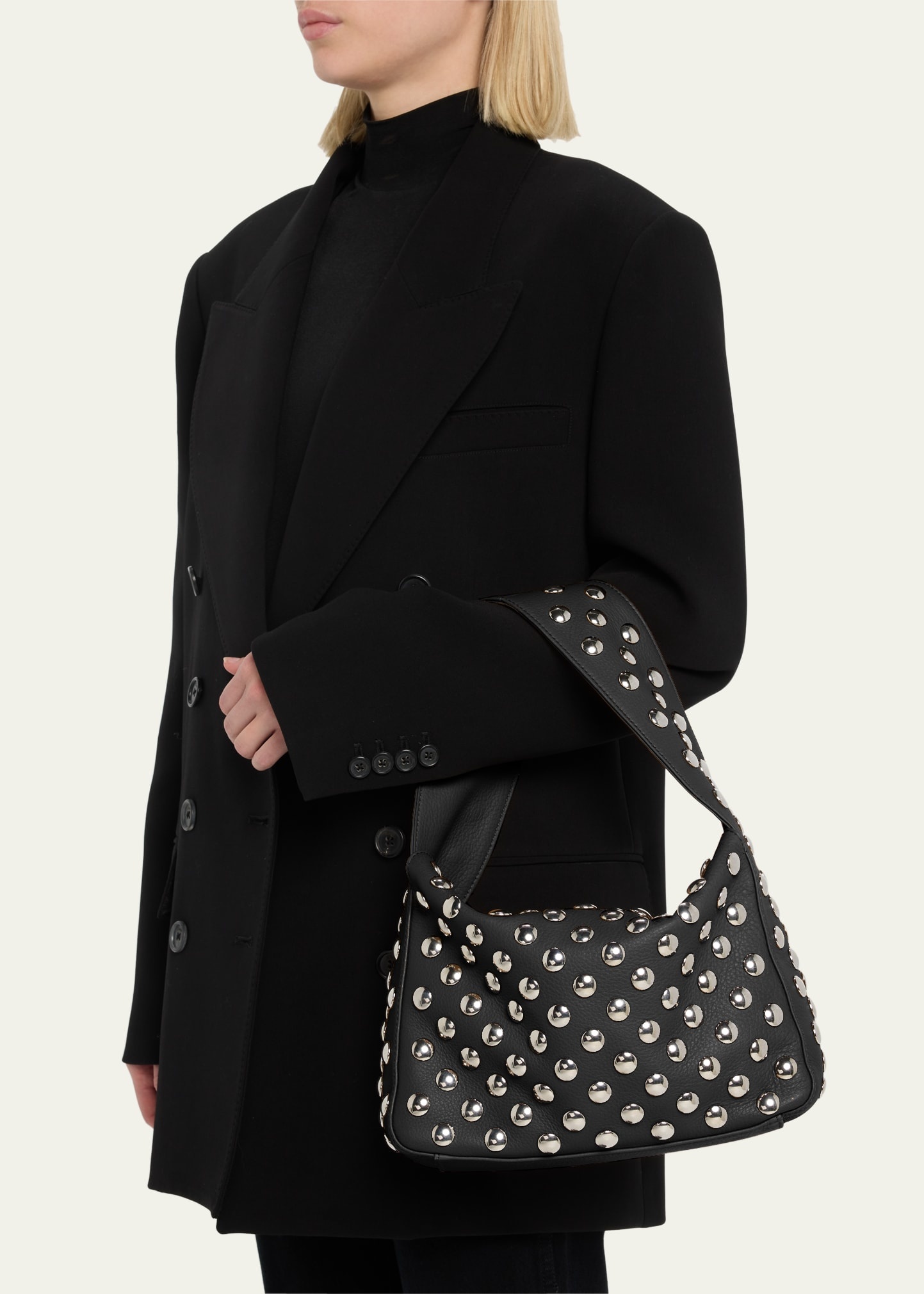 Elena Studded Leather Shoulder Bag - 2