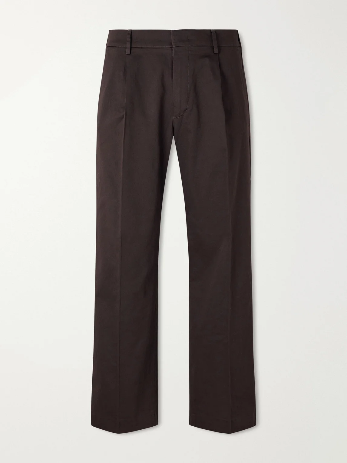 Kay 1420 Wide-Leg Pleated Organic Cotton-Blend Twill Trousers - 1