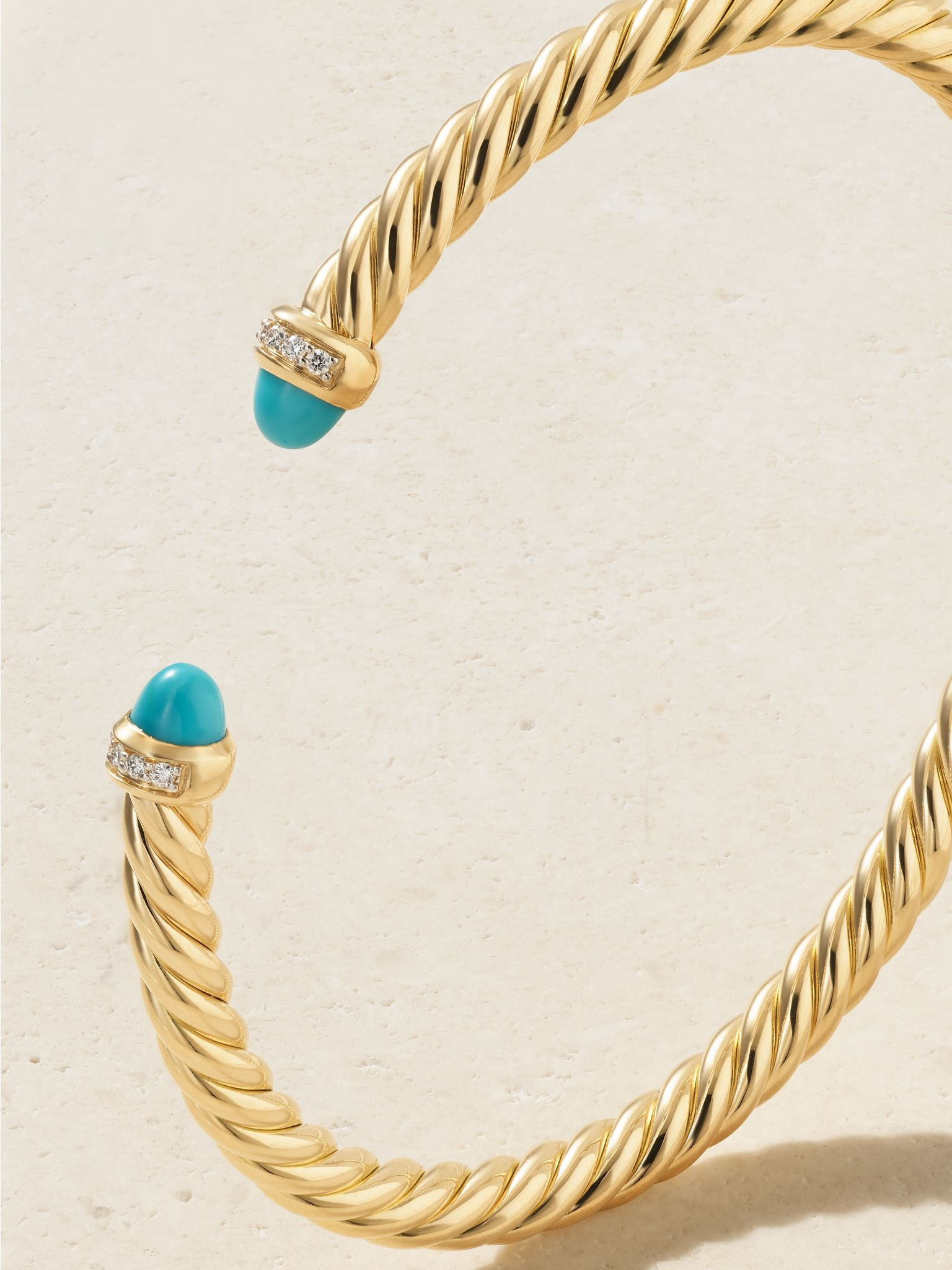 Cablespira® Flex 18-karat gold, turquoise and diamond cuff Turquoise - 3