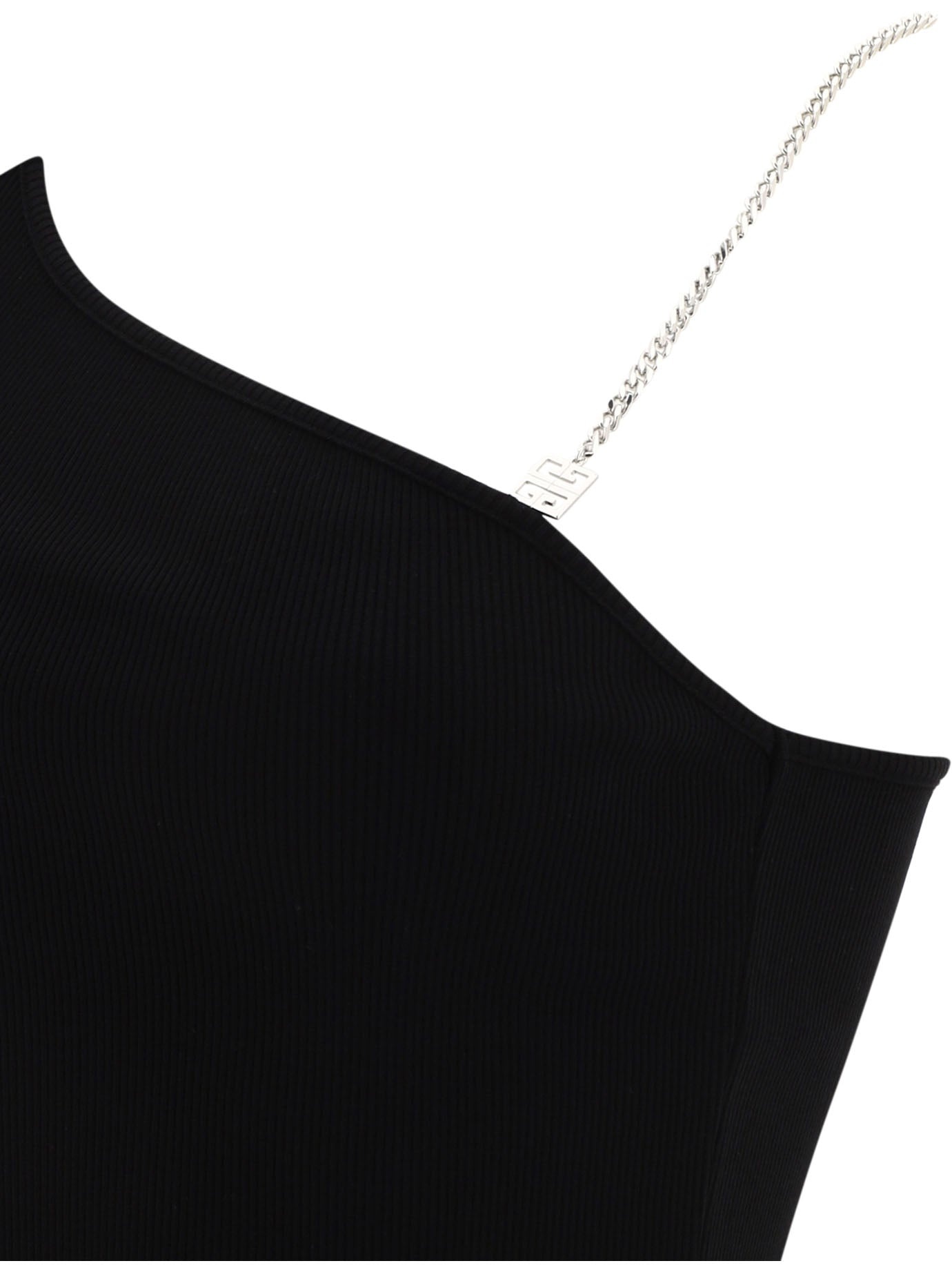 Tシャツ・カットソー GIVENCHY ASYMMETRICAL COTTON TOP WITH 4G CHAIN Givenchy Asymmetrical Top In Cotton With Chain Detail | Saks