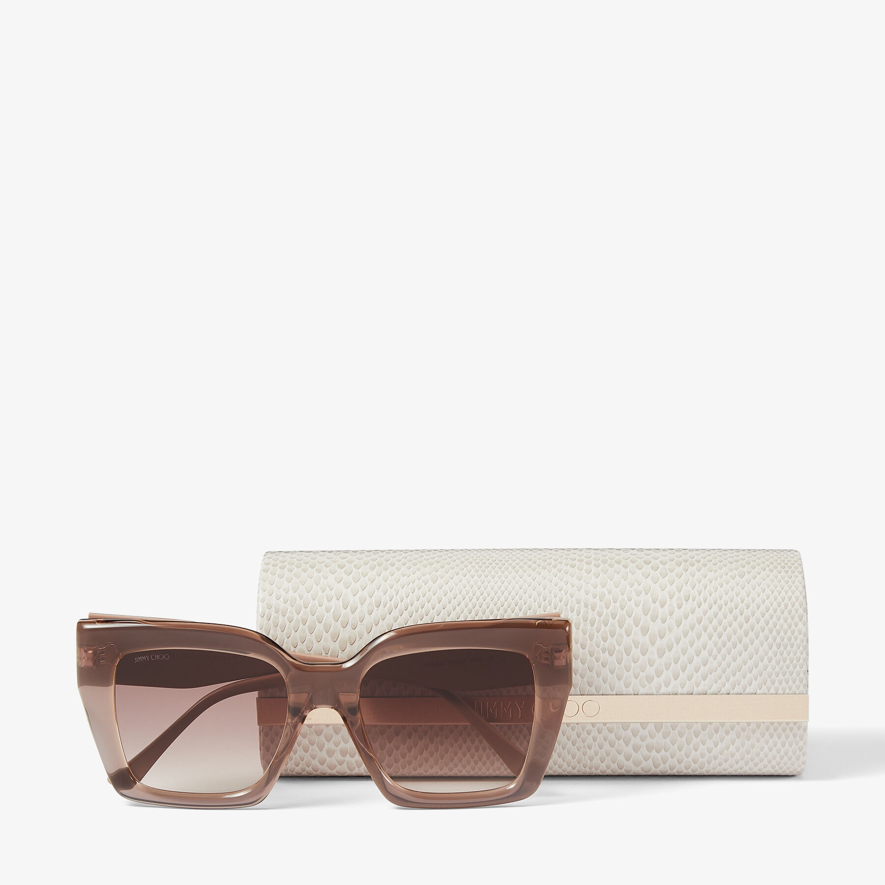 Eleni
Glittered Nude Square-Frame Sunglasses with JC Monogram - 4