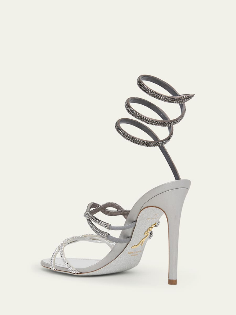 RENE CAOVILLA 105mm Crystal-Embellished Satin Snake-Wrap Sandals outlook