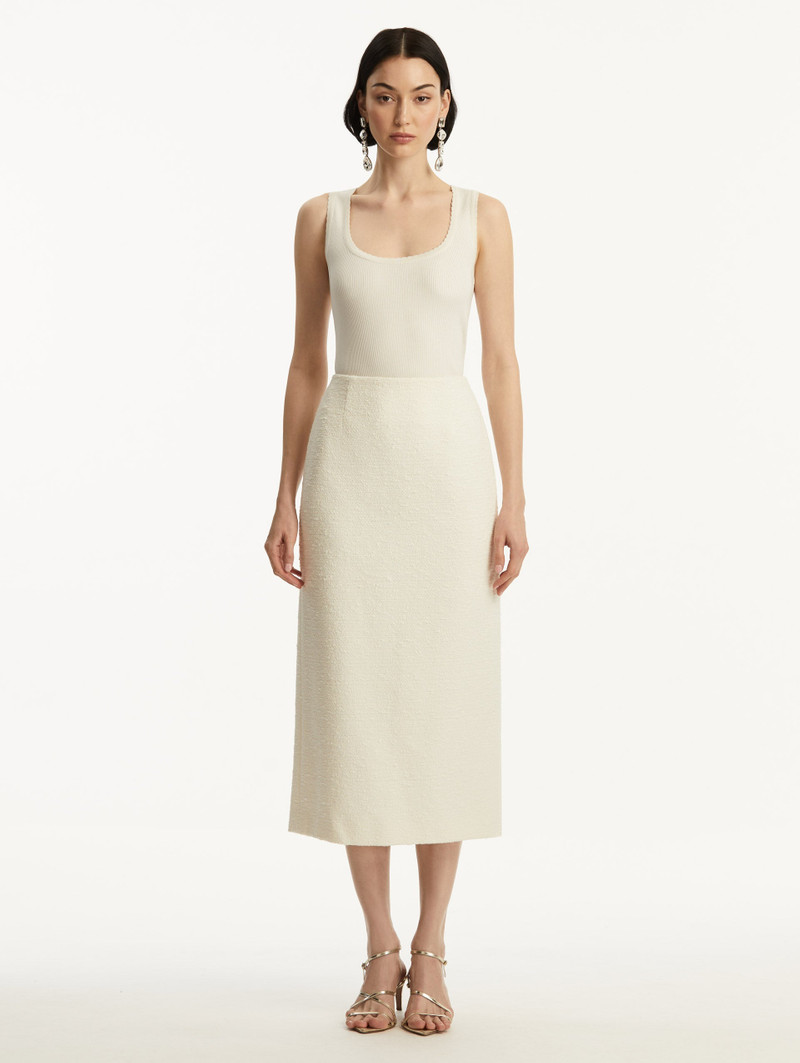 Oscar de la Renta ORCHID EMBROIDERED TWEED SKIRT outlook