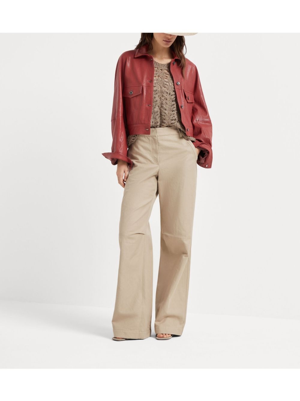 cropped leather jacket - 2