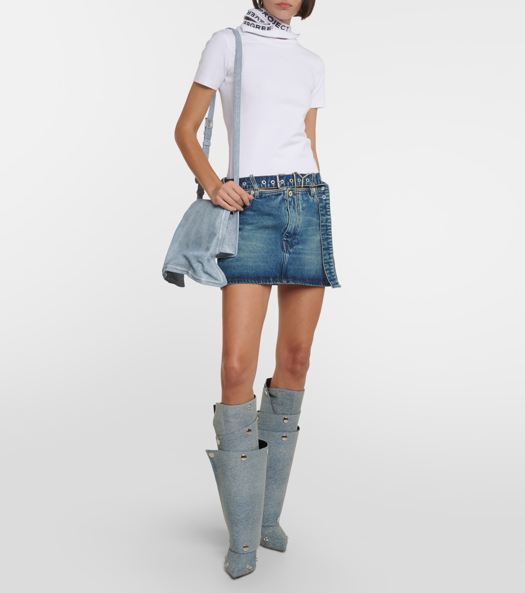 Y Belt denim miniskirt - 2