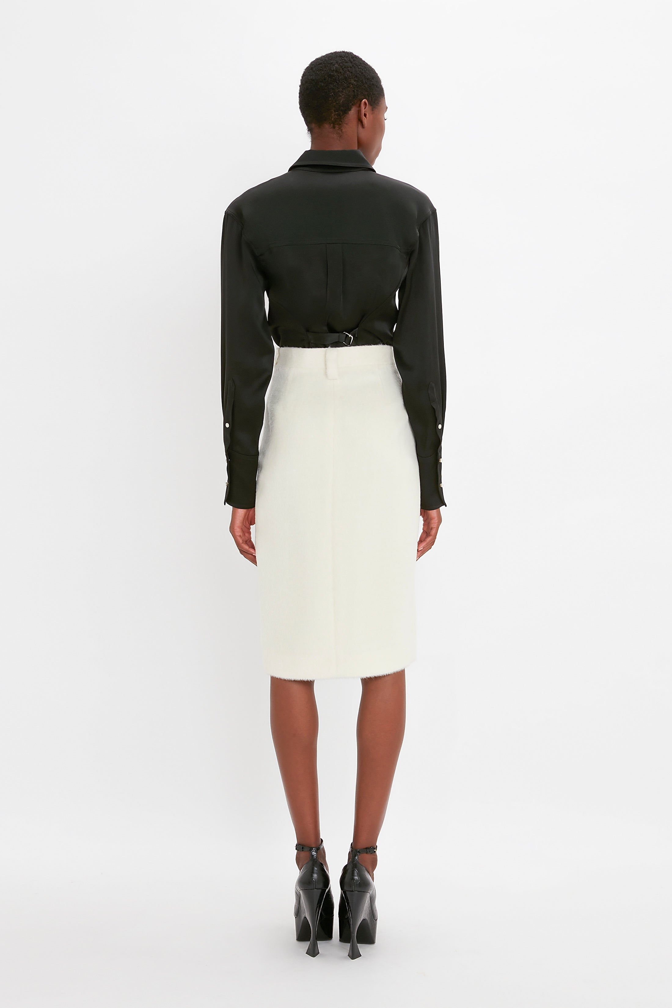 Tailored Midi Skirt In Ivory - 4