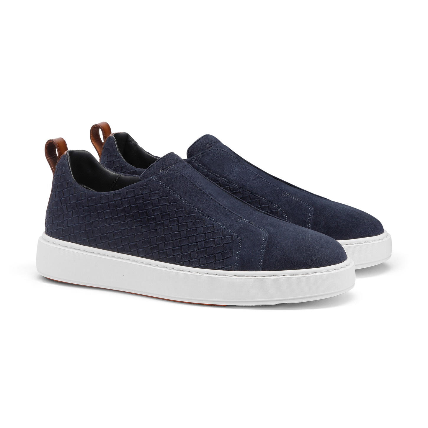 Men's blue woven suede slip-on sneaker - 3