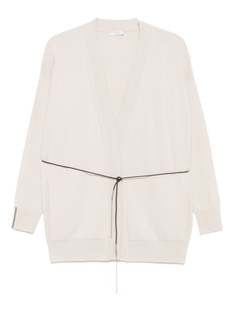 tie-fastening V-neck cardigan 1