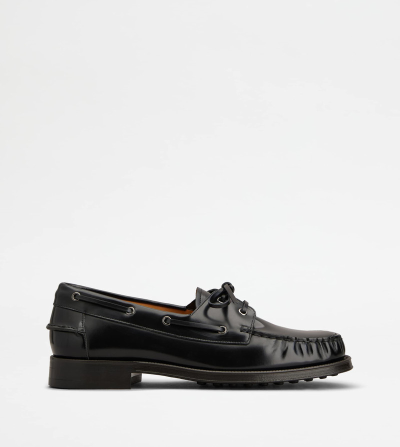 BOAT SHOES IN LEATHER - BLACK 1