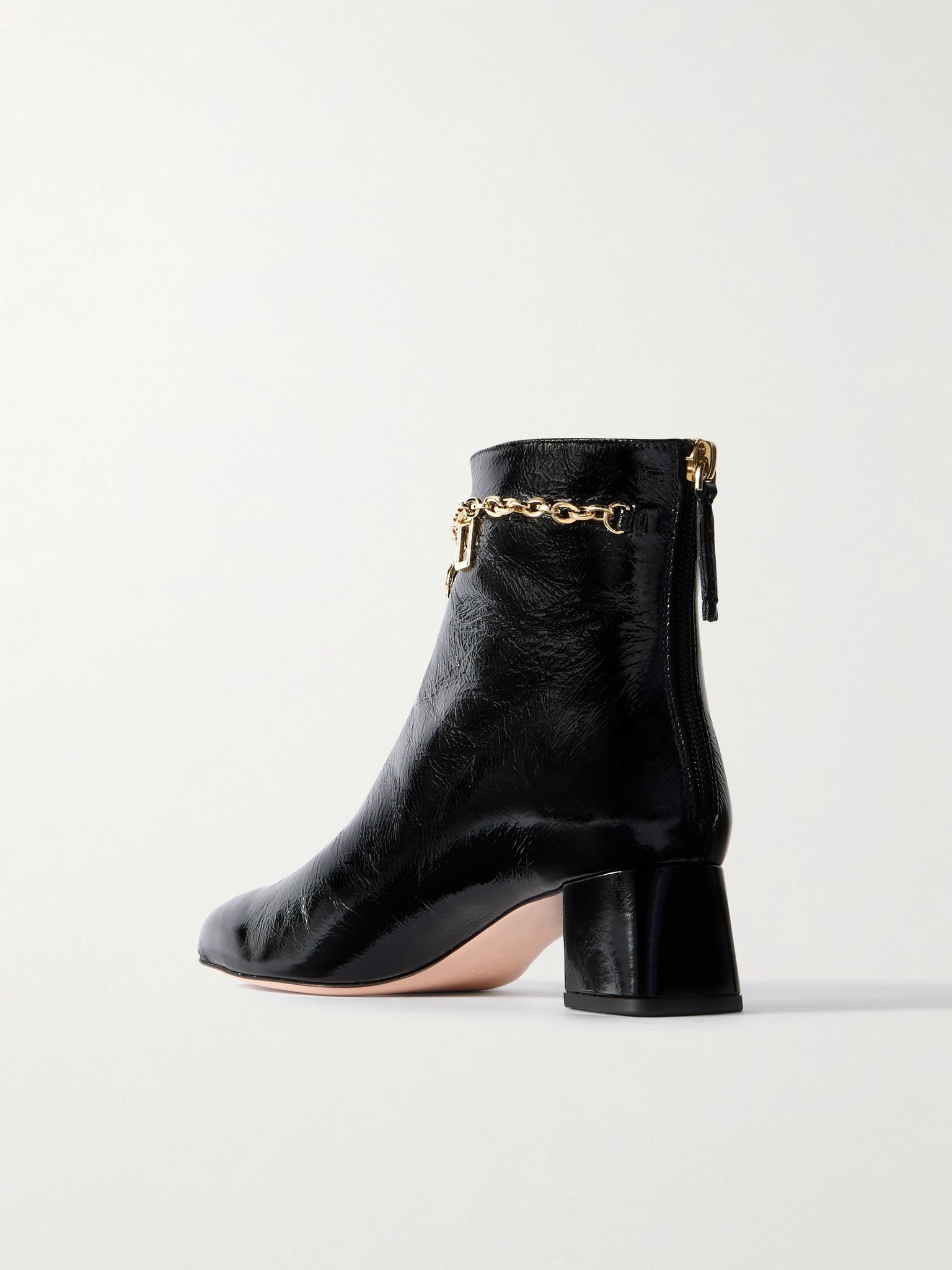 Très Vivier 45 chain-embellished patent-leather ankle boots Black - 3
