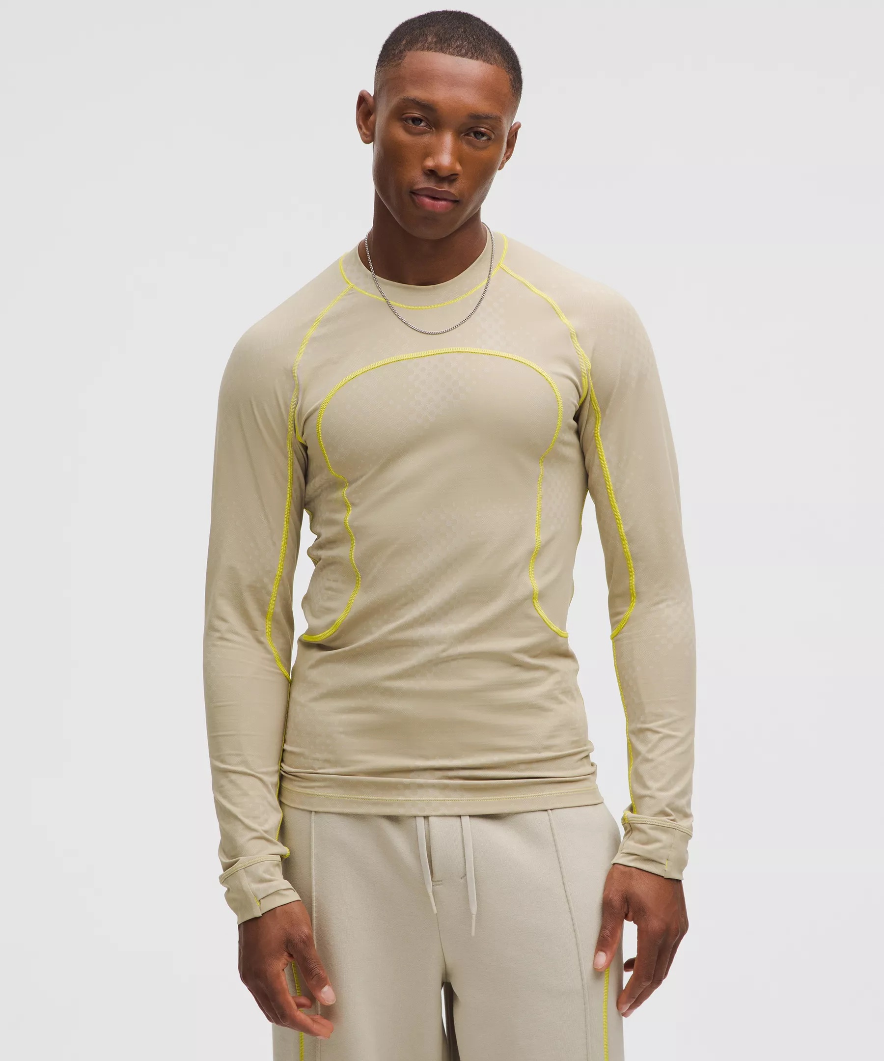 Men's Jacquard Tight-Fit Long-Sleeve Shirt *SLNSH Collection - 1