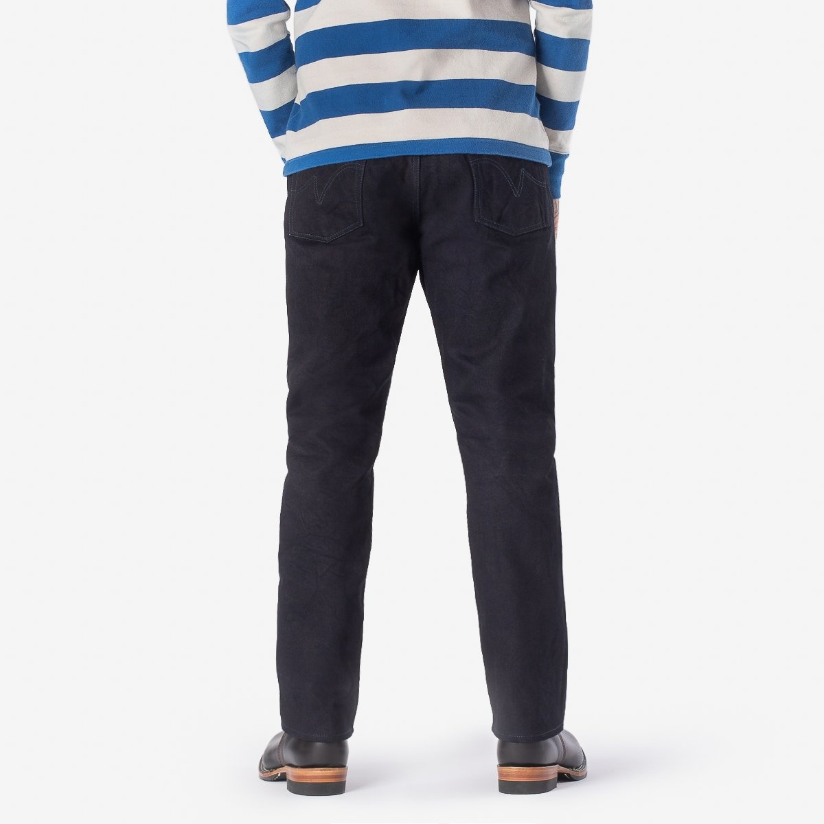 IH-888S-142ib 14oz Selvedge Denim Medium/High Rise Tapered Cut  Jeans - Indigo/Black - 3