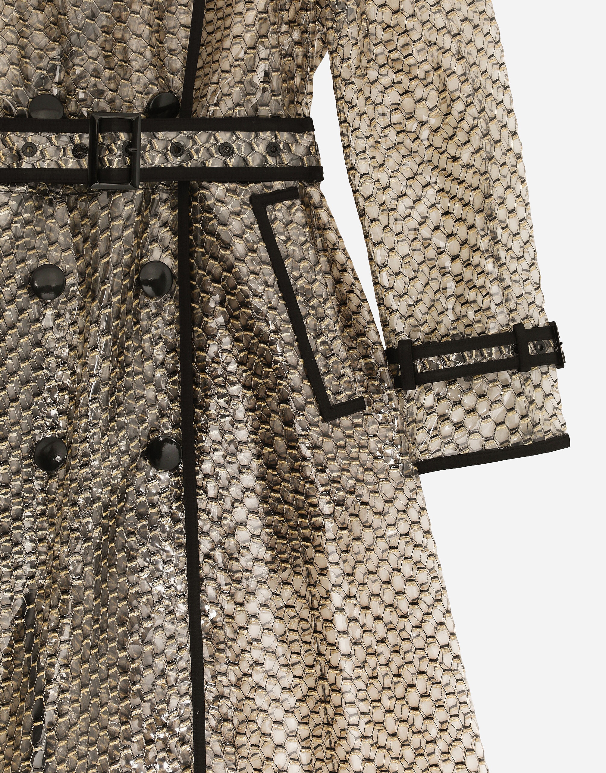 PVC-bonded lurex mesh trench coat - 4