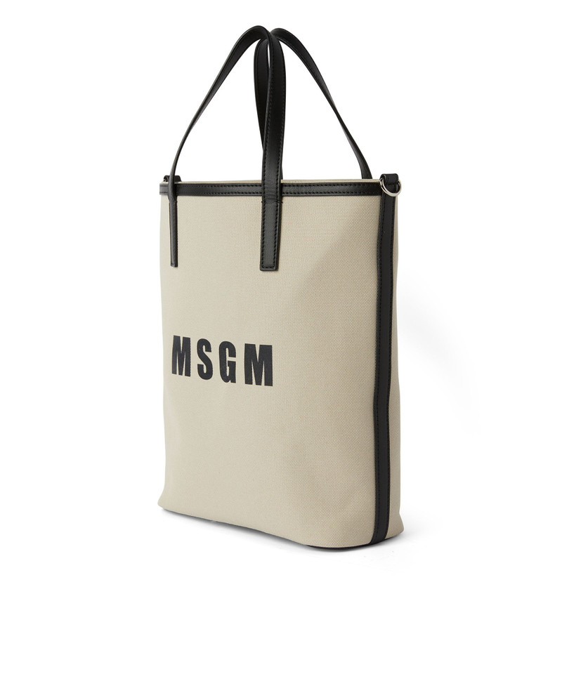 Canvas cotton mini tote bag with leather details 3