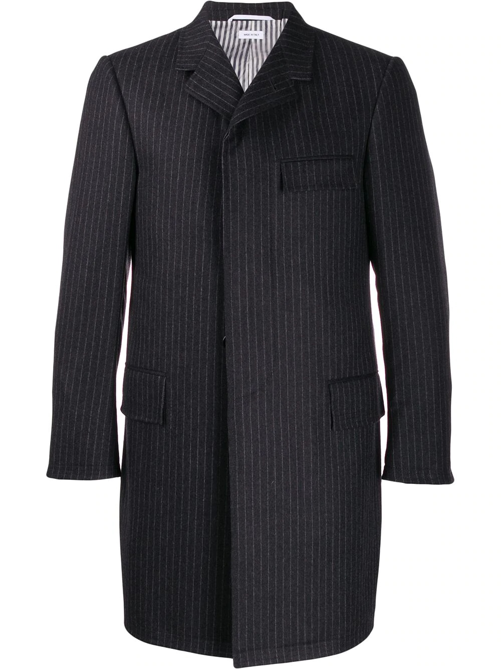 chalk-stripe Chesterfield overcoat - 1