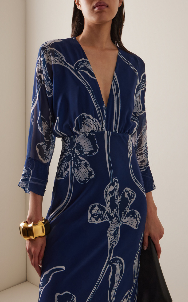 Gestos Lily-Print Chiffon Maxi Dress navy 3