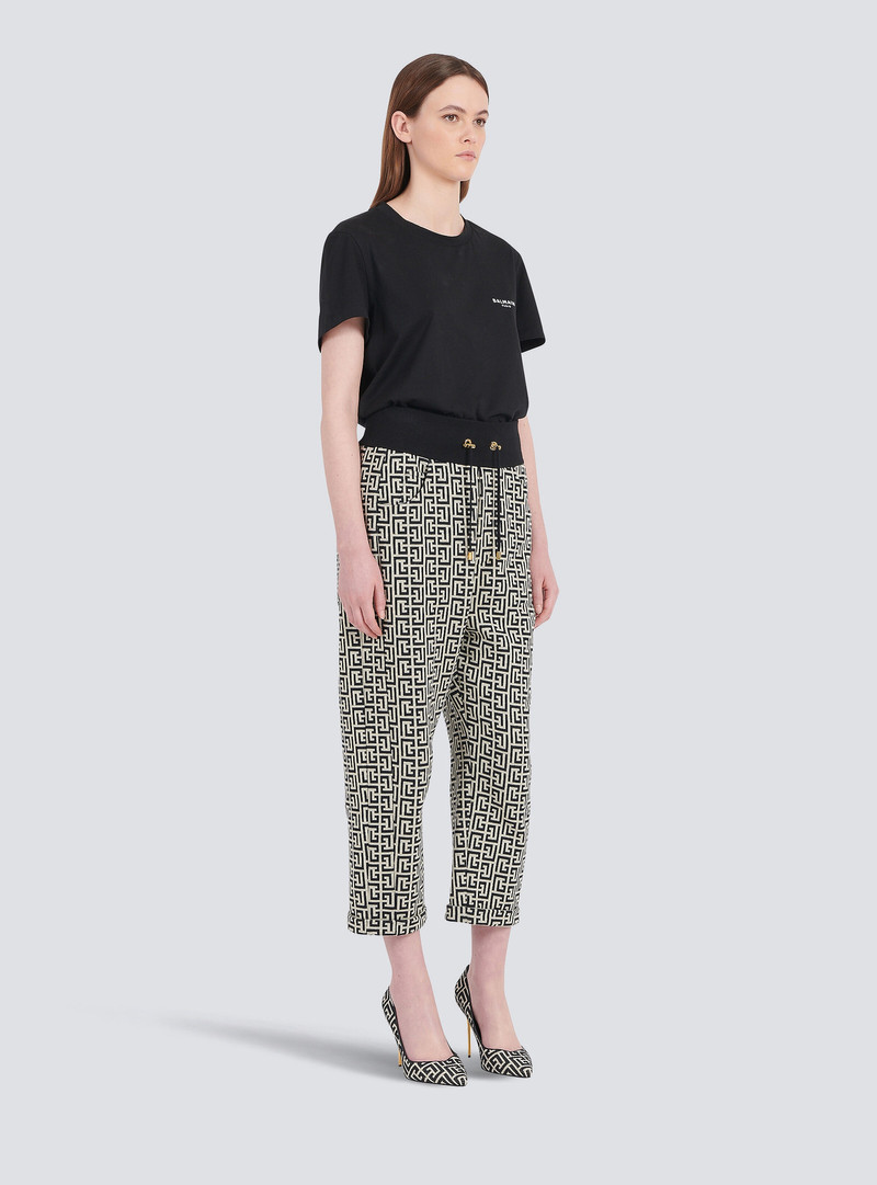 Bicolor knit boyfriend cut sweatpants with Balmain monogram 5