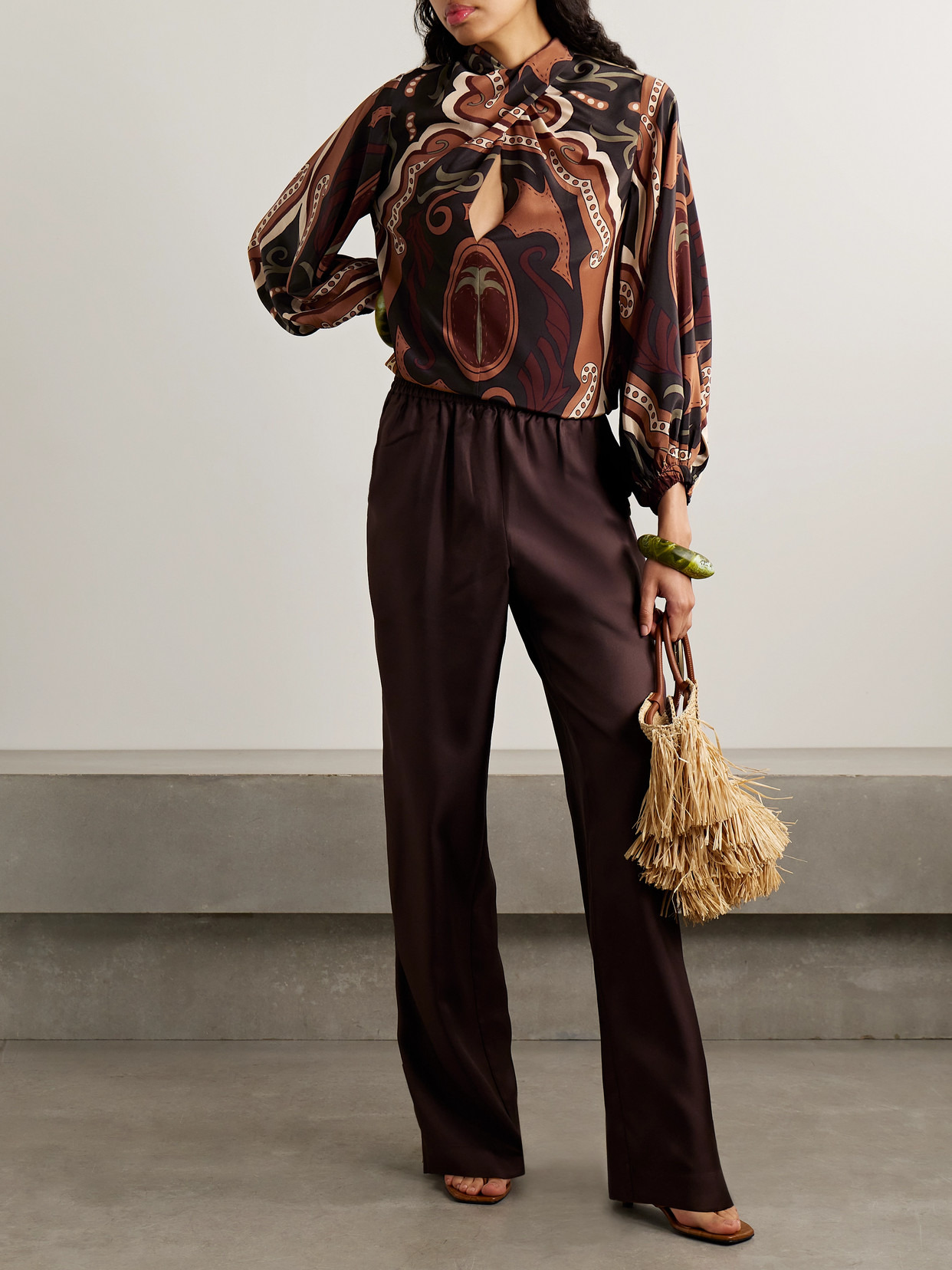 Intricate Islands Gathered Printed Silk Crepe De Chine Blouse - 2
