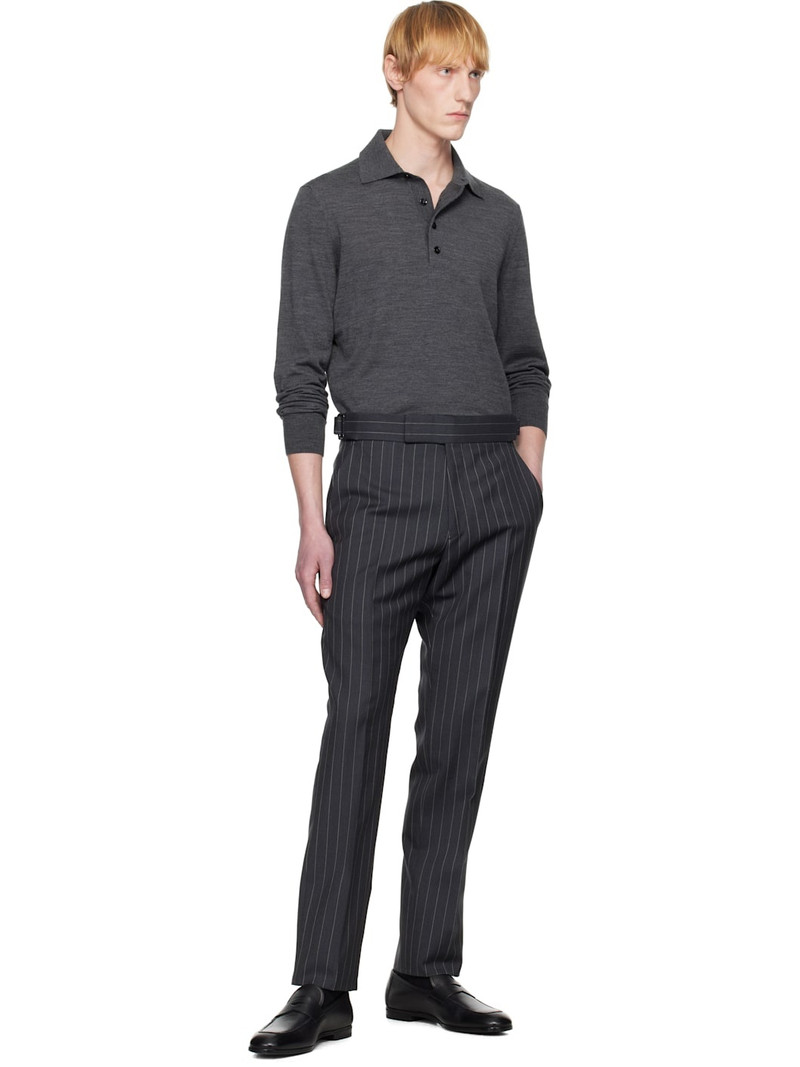 Gray Fine Gauge Pure Wool Polo 5