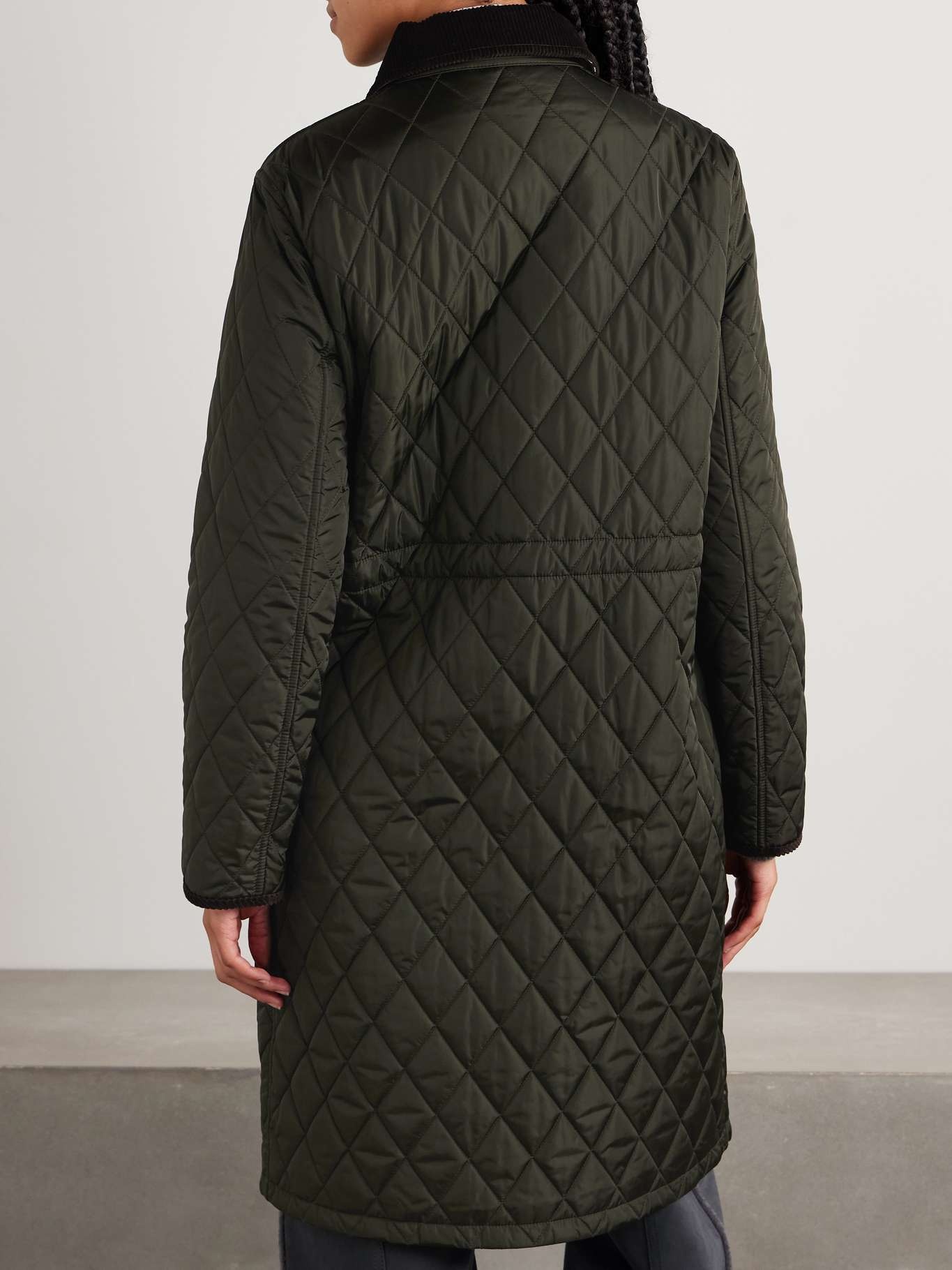 Corduroy-trimmed quilted shell jacket - 4