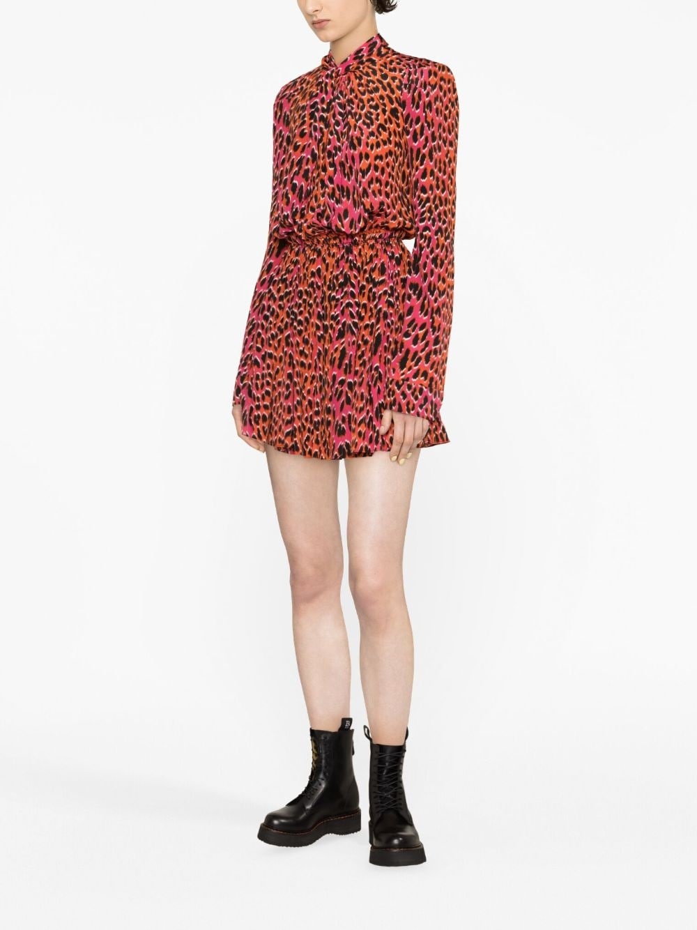 animal-print silk minidress - 4