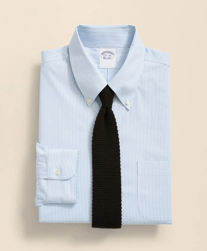 Stretch Supima® Cotton Non-Iron Pinpoint Oxford Button-Down Collar, Candy Stripe Dress Shirt - 1