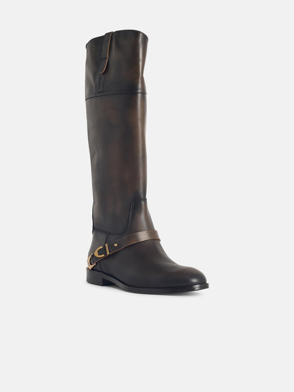 'CHARLIE' DARK BROWN LEATHER BOOTS - 2