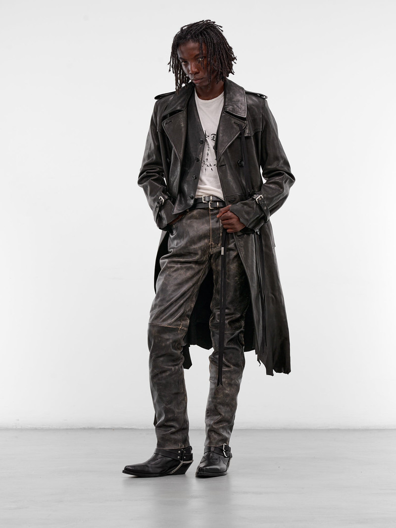 Ann Demeulemeester Dael Distressed Leather Slim Trousers outlook