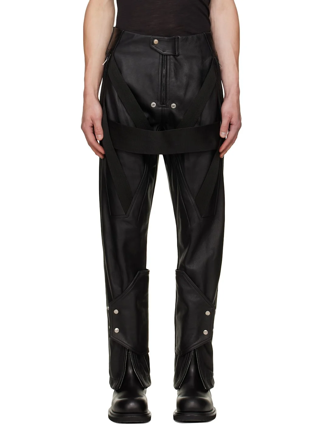 Black Tower Megastrapped Motopants Leather Pants - 1