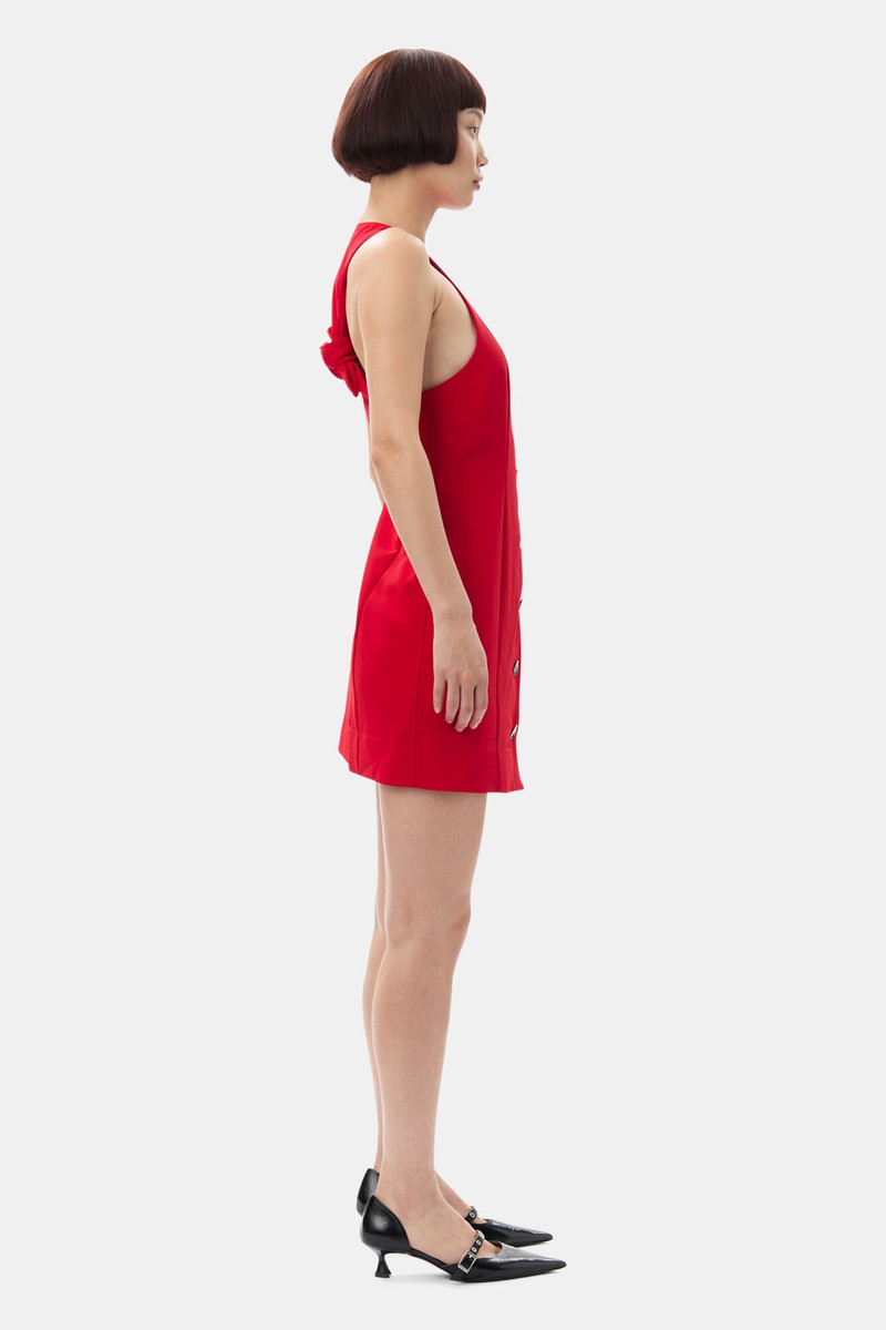 RED TWILL SUITING MINI DRESS 4