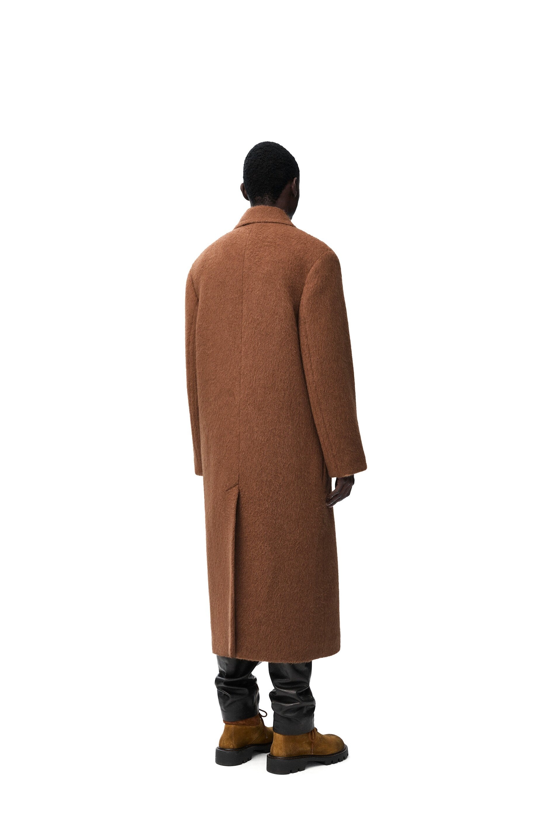 Double-breasted coat in lama and wool - 4