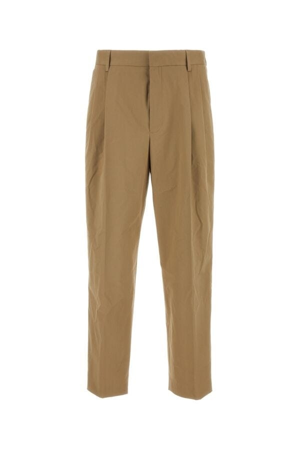 Khaki stretch cotton pant - 1