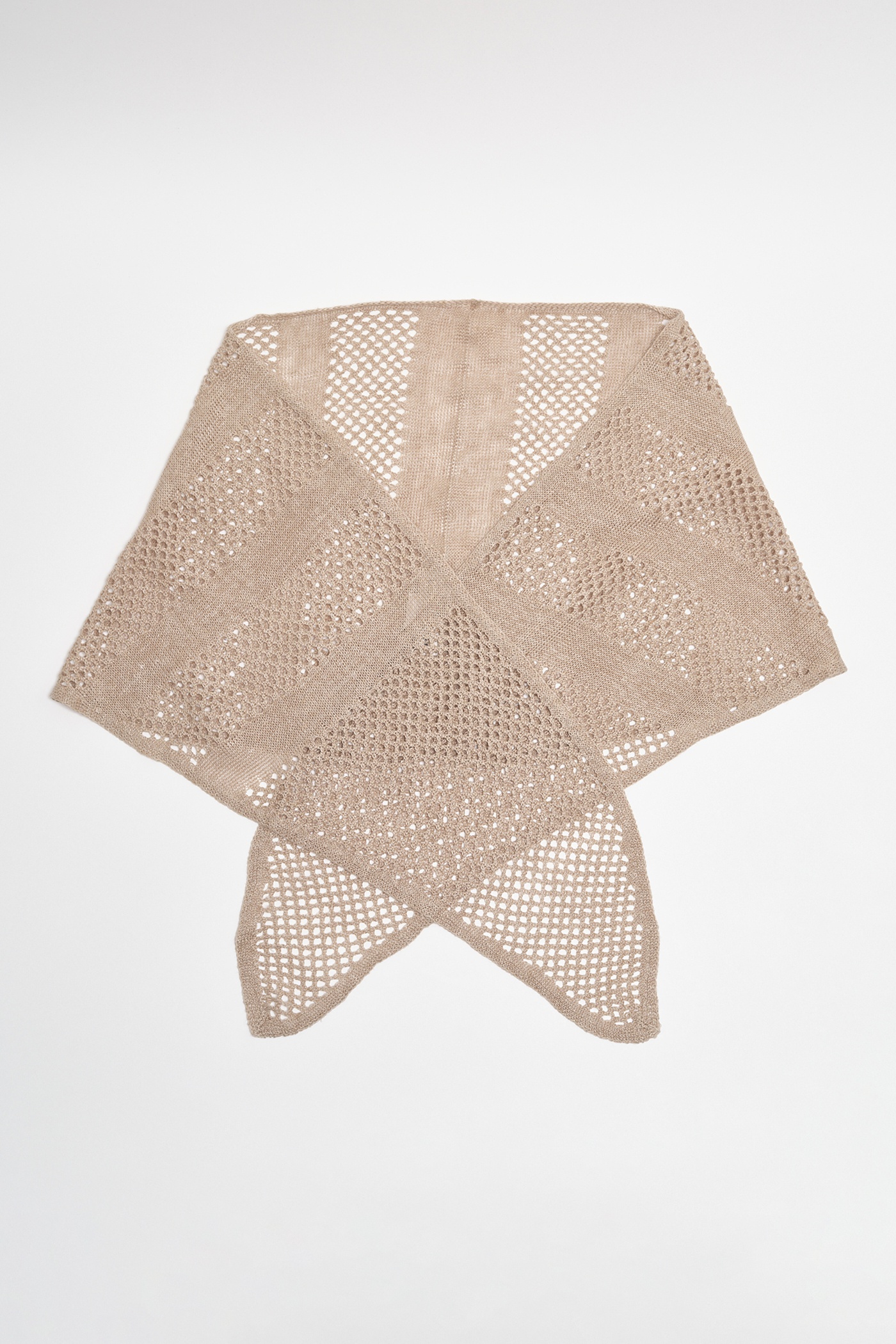 Triangle Scarf Beige Melange Linen - 1