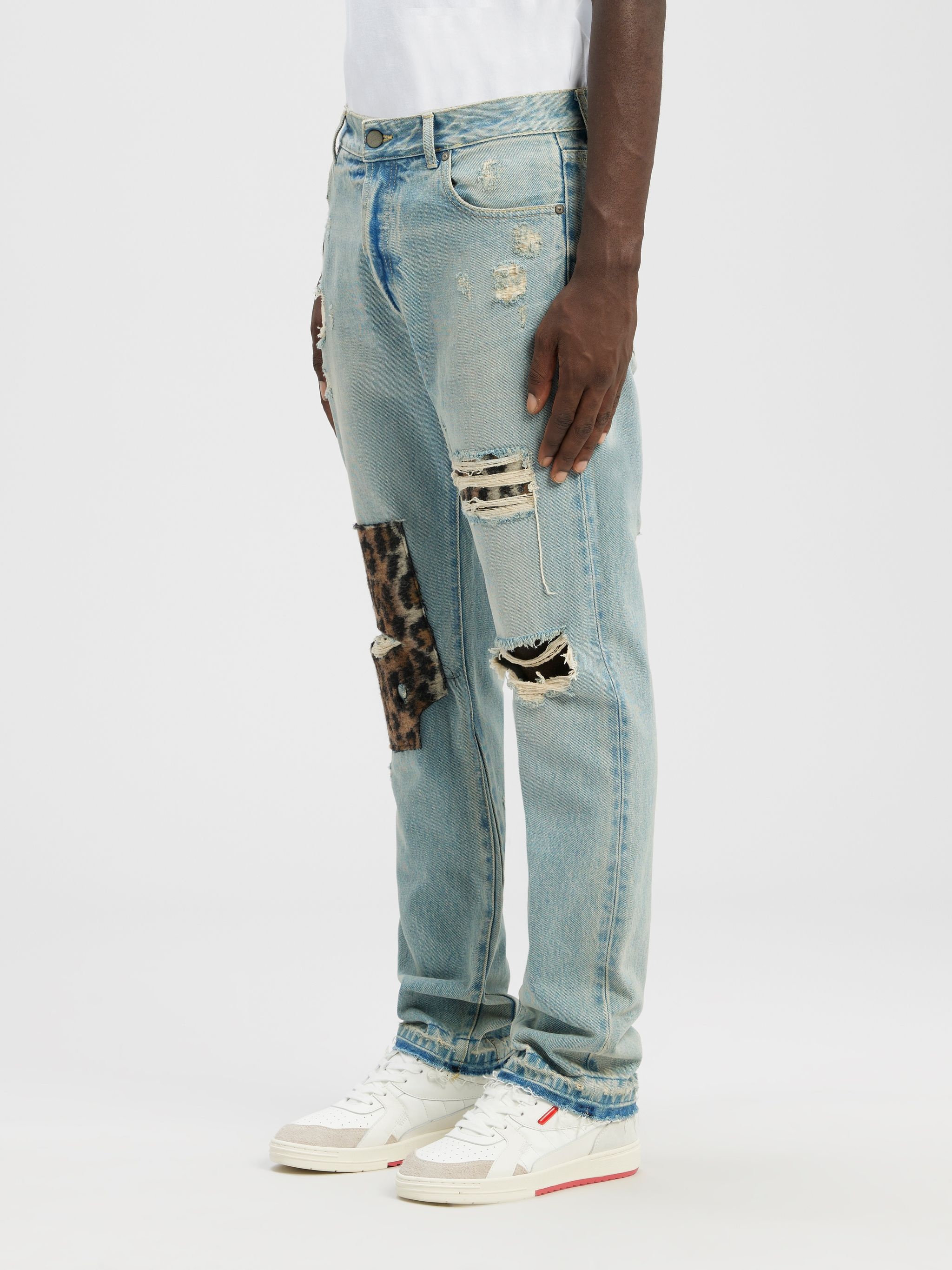 ANIMALIER PATCH REGULAR DENIM PANTS - 4
