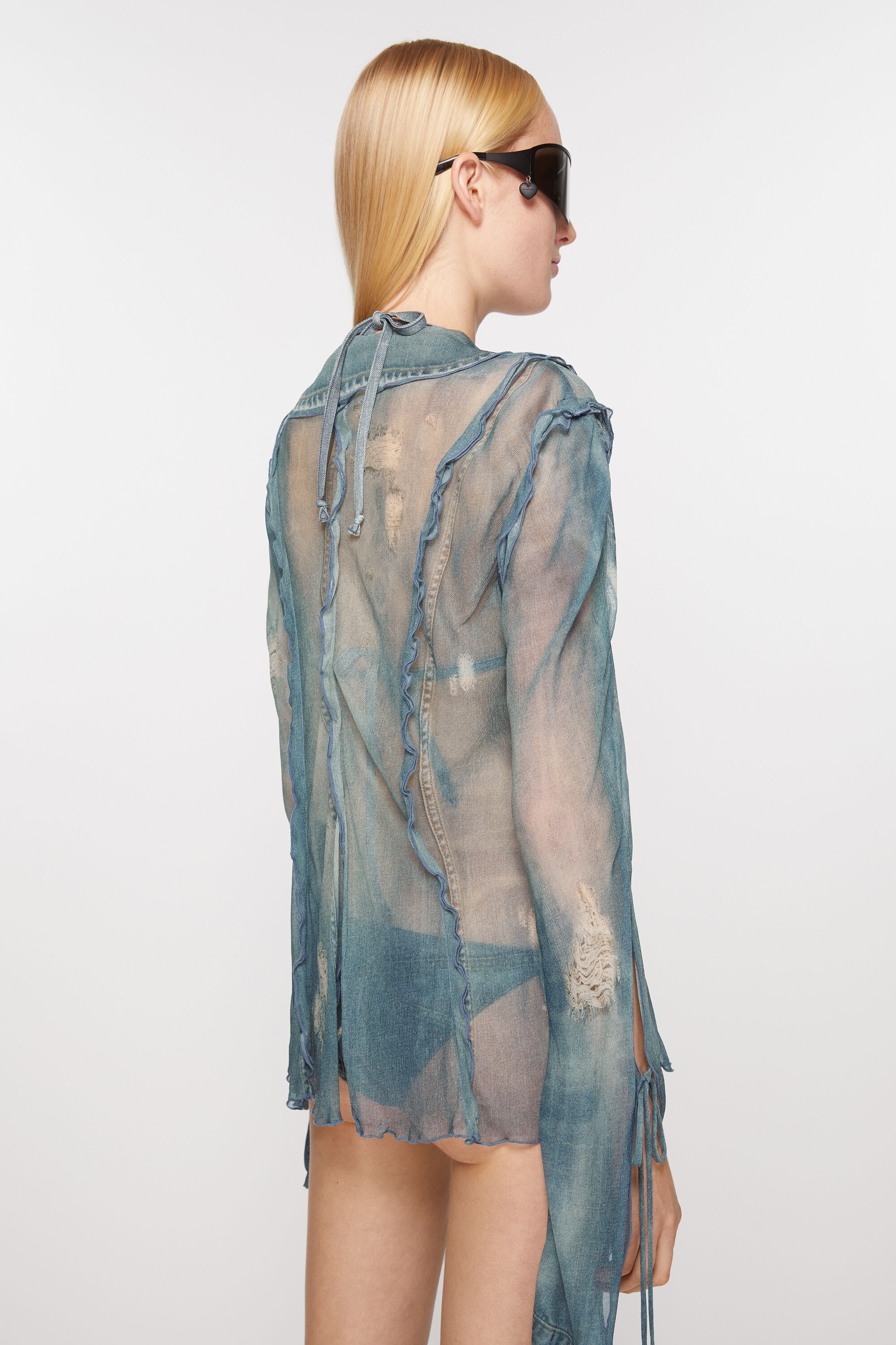 Print blouse - Denim blue - 3