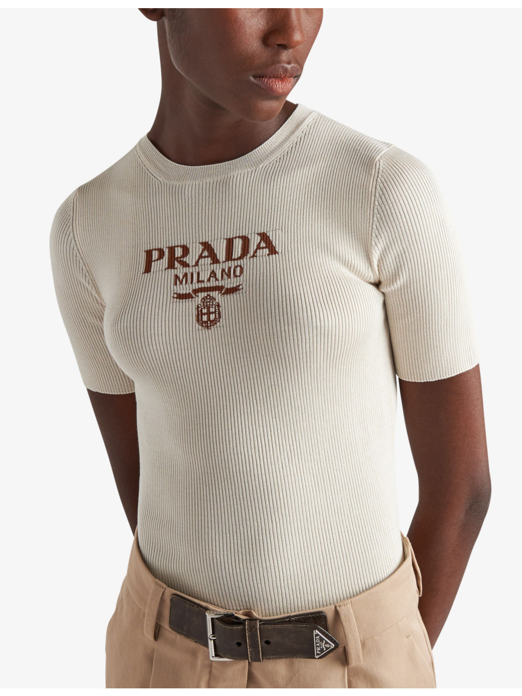 Branded knitted silk top - 3