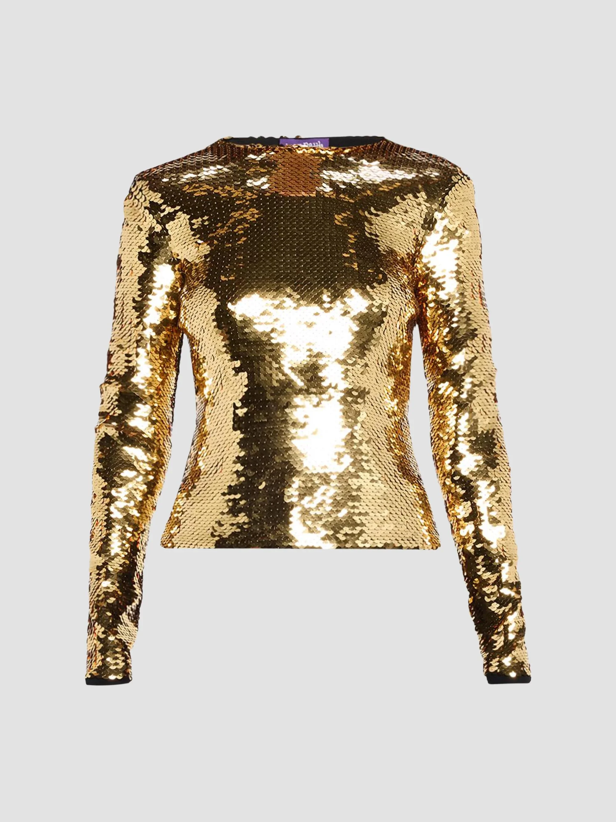 Women's Sequined Long-Sleeve Top - Gold - 1