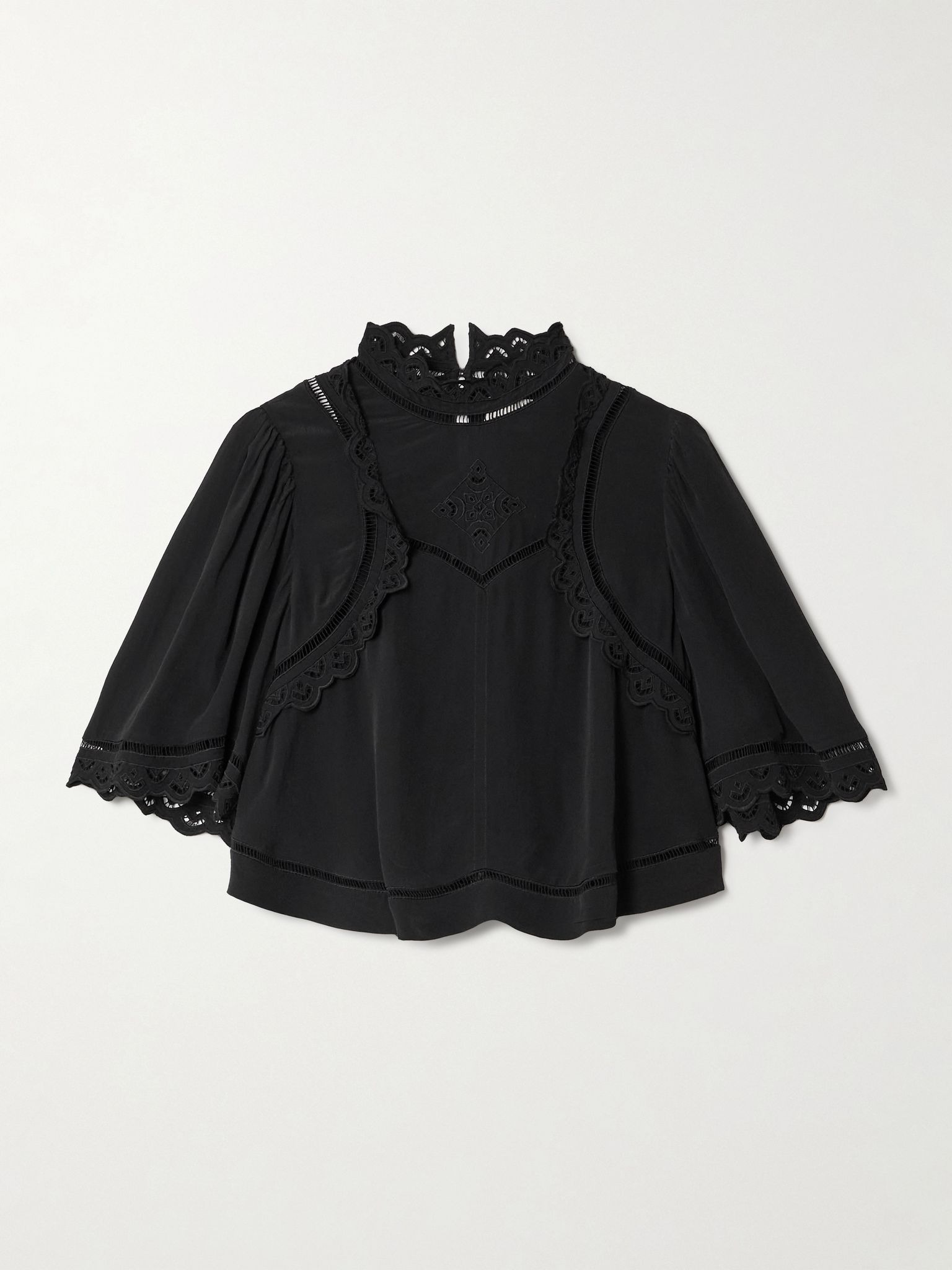 Frany broderie anglaise crepe blouse Black - 1