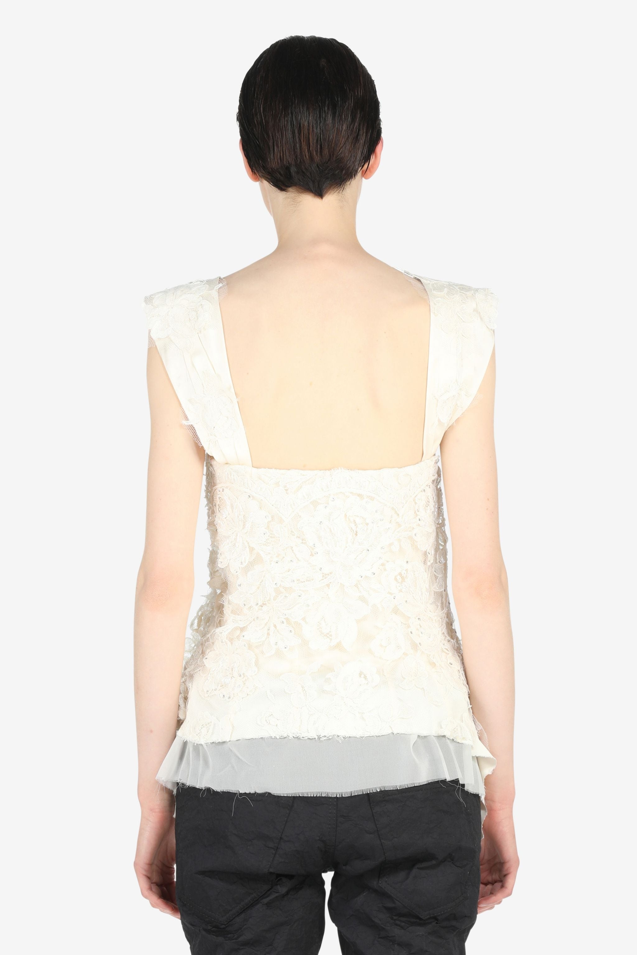 CRYSTAL-EMBELLISHED LACE TOP - 2