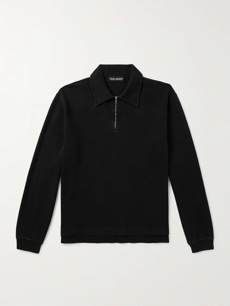 Lad Ribbed Cotton-Jersey Half-Zip Sweatshirt 1