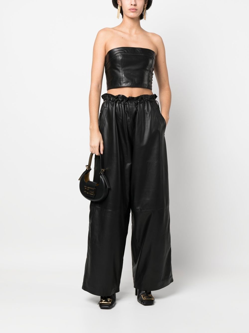 cropped leather top - 2