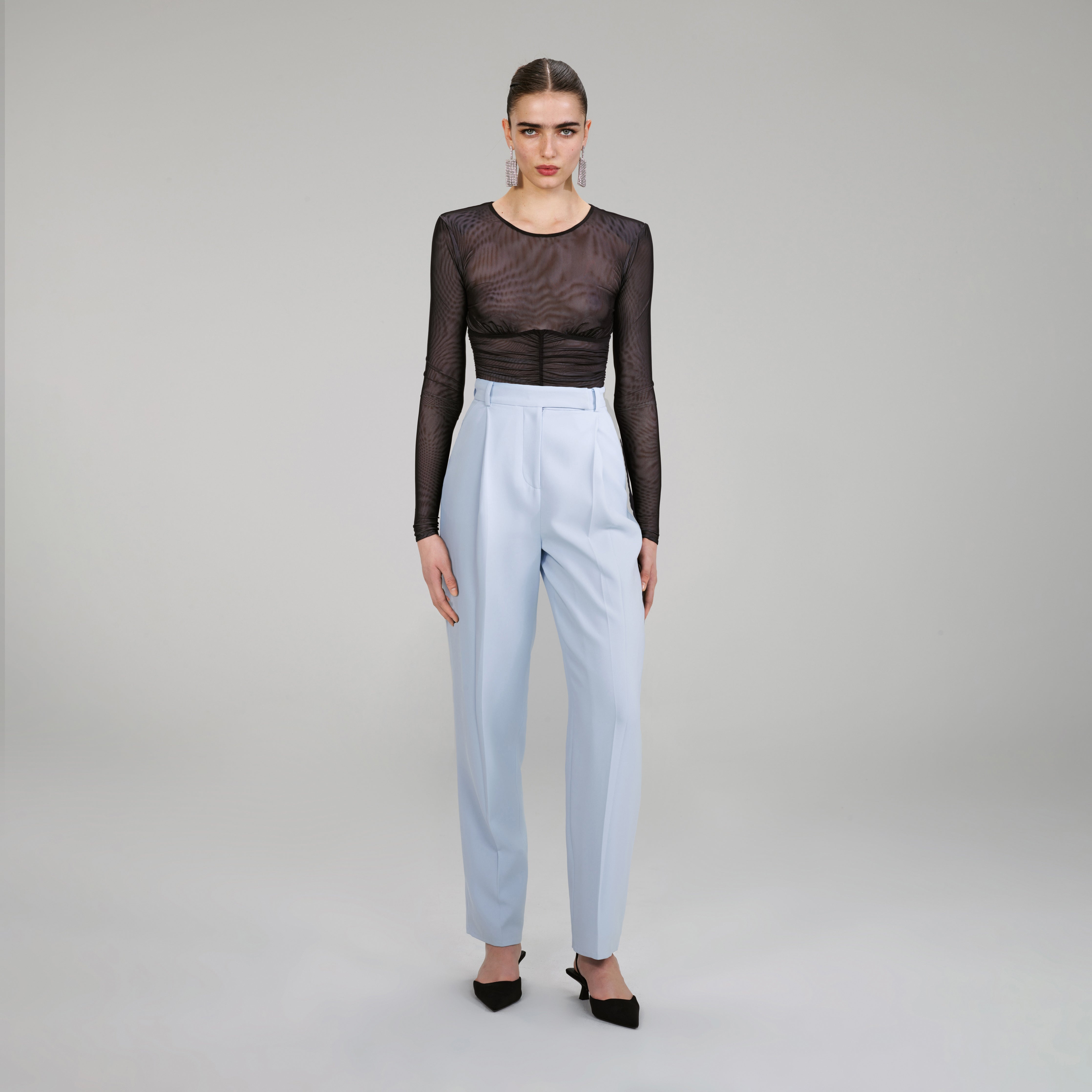 Light Blue Crepe Trousers - 1